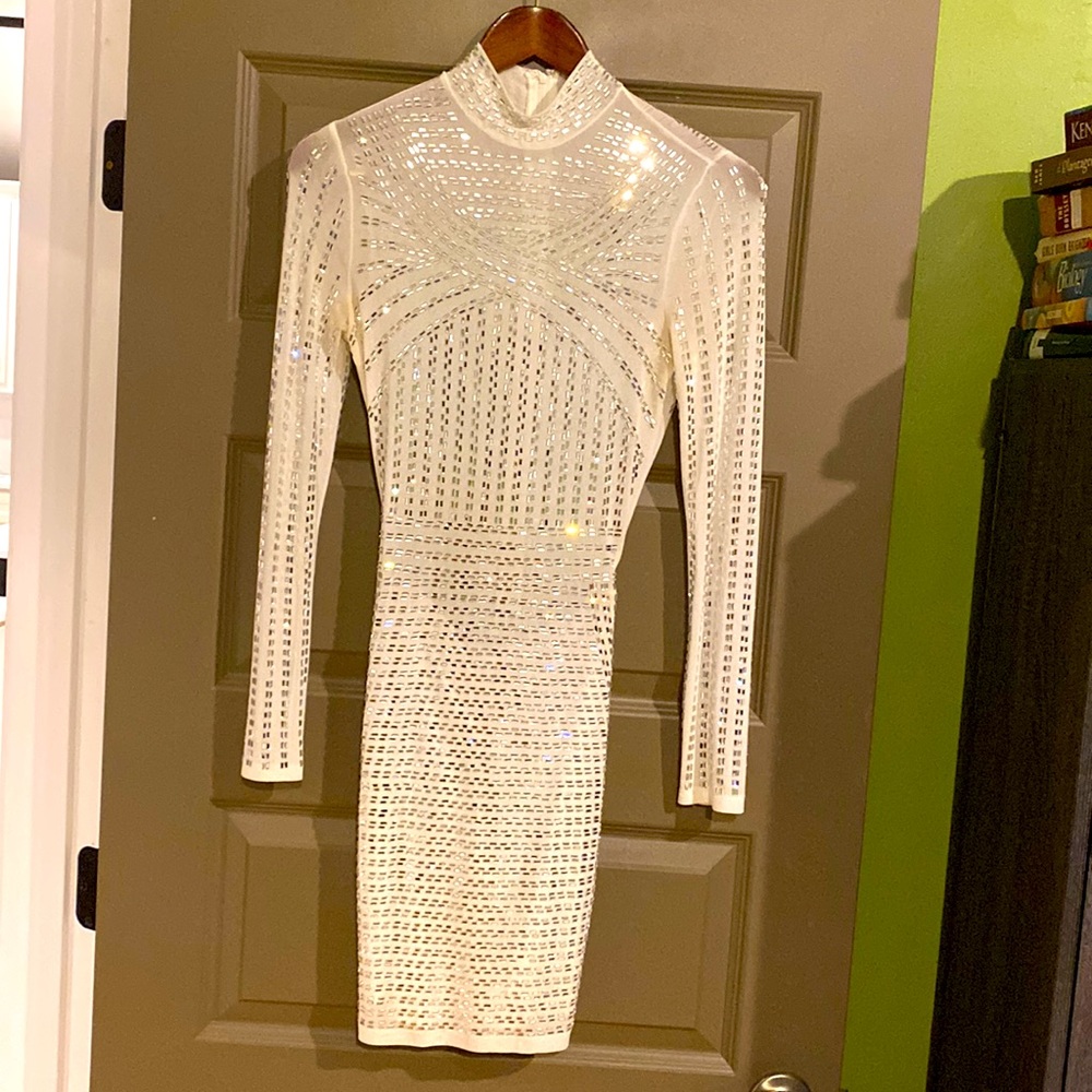 Akira cocktail dress white with silver sequin size small
